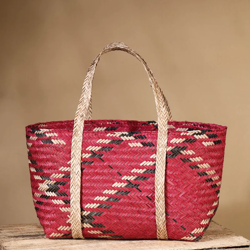 Pink - Handmade Water Hyacinth Shoulder Bag from Assam