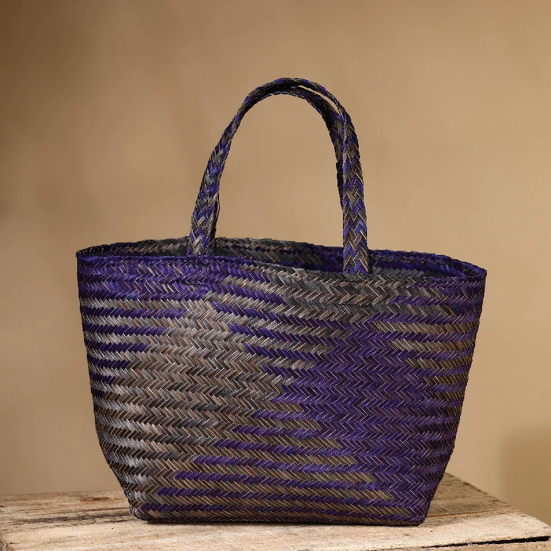 Blue - Handmade Water Hyacinth Shoulder Bag from Assam