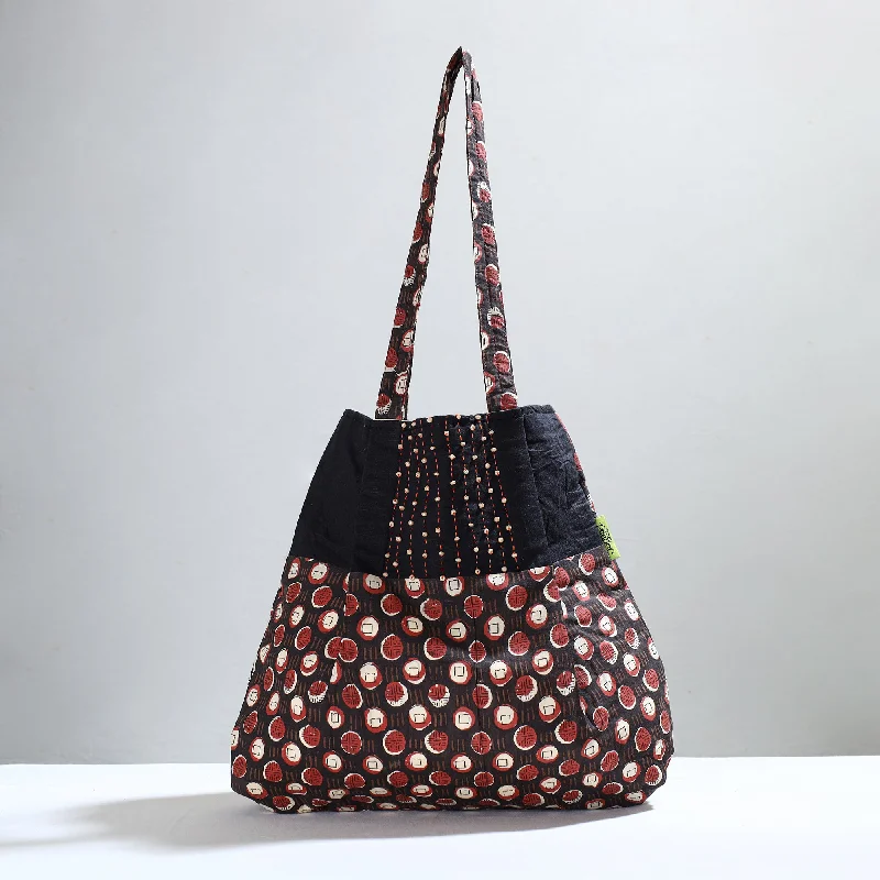 Black - Jugaad Patchwork Handmade Shoulder Bag 64