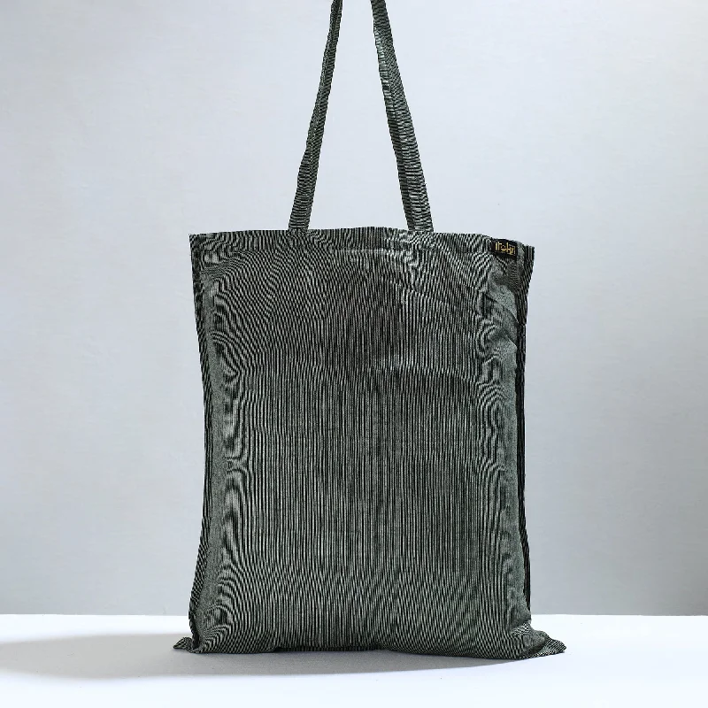 Grey - Jhiri Pure Handloom Cotton Jhola Bag 18