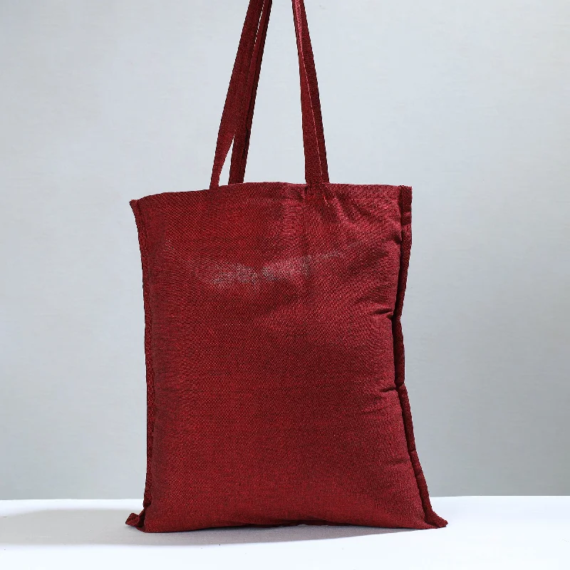 Maroon - Jhiri Pure Handloom Cotton Jhola Bag 03