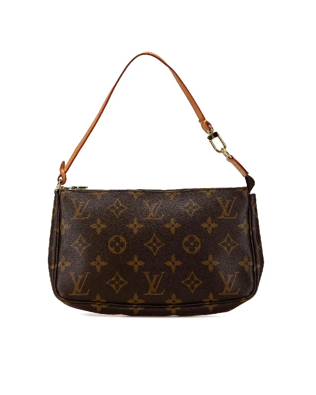 Monogram Canvas Pochette with Vachetta Leather Handle and Zip Closure