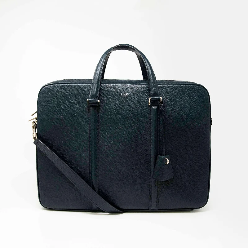 Celine Navy Grained Calfskin Briefcase