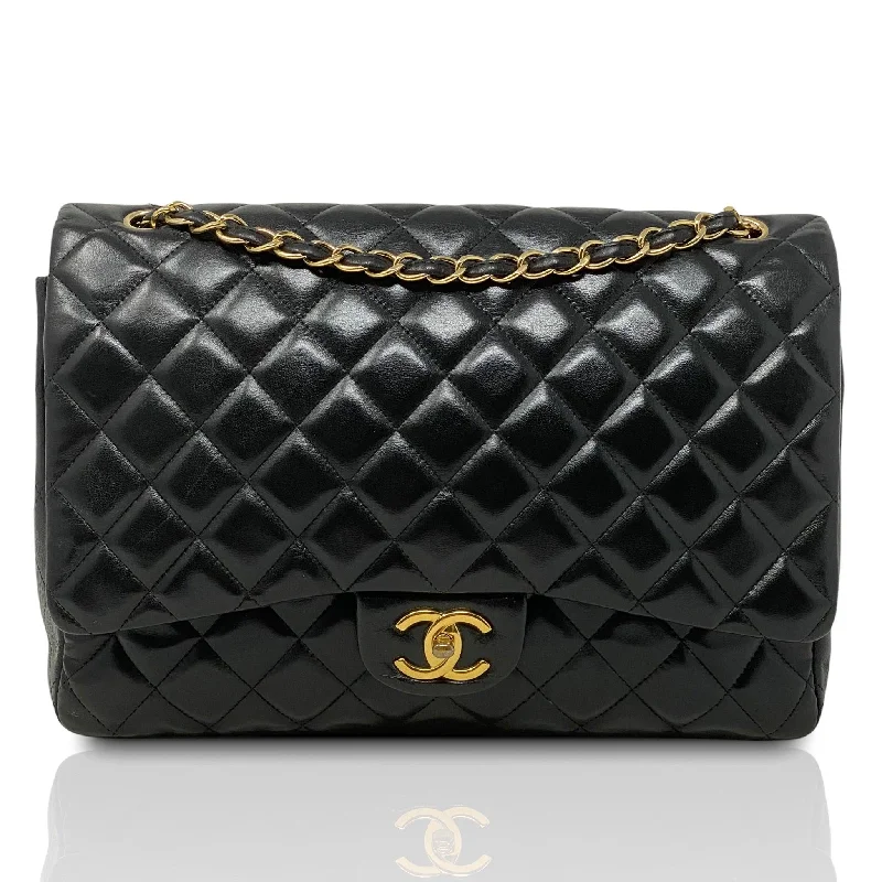 Chanel Black Lambskin Maxi Classic Flap