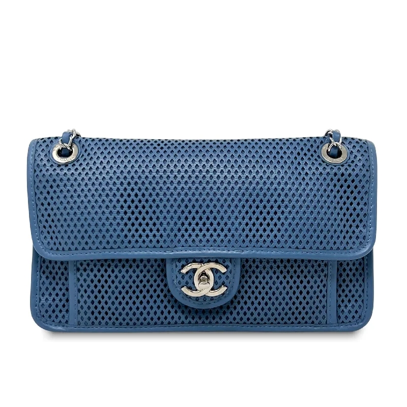 Chanel Blue Perforated French Riviera Flap Bag