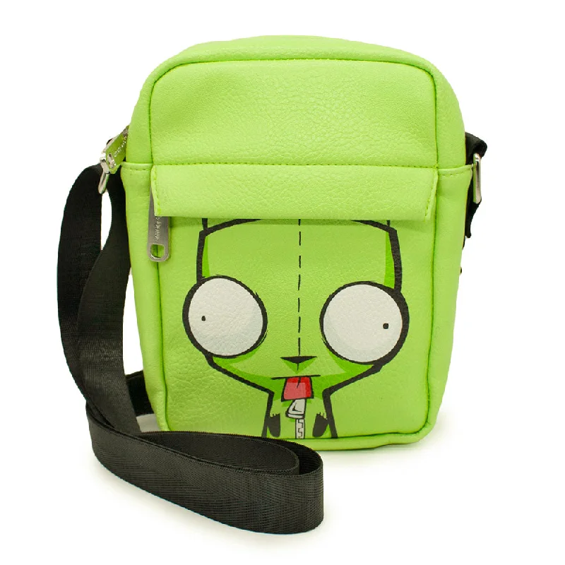 Crossbody Wallet - Invader Zim GIR Face CLOSE-UP Lime Green