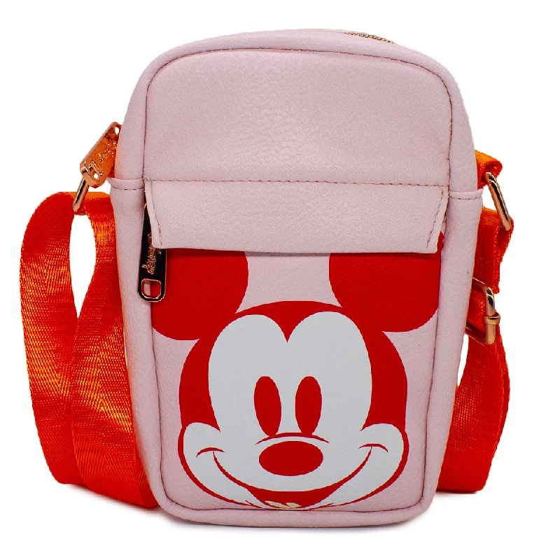 Crossbody Wallet - Mickey Mouse Smiling Expression Pink Red White