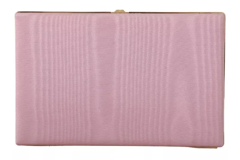 Dolce & Gabbana Pink Silk Gold Frame Clutch Evening Party Purse Bag