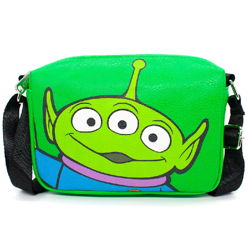 Horizontal Crossbody Wallet - Toy Story Alien Smiling Close-Up Pose Green