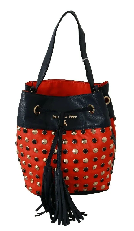 Patrizia Pepe Chic Red Shoulder Tote with Leather Strap