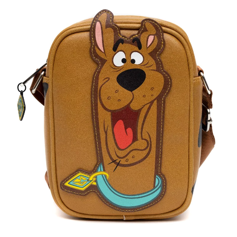 Scooby Doo Bag, Cross Body, Scooby Doo Smiling Face and Spots, Brown, Vegan Leather