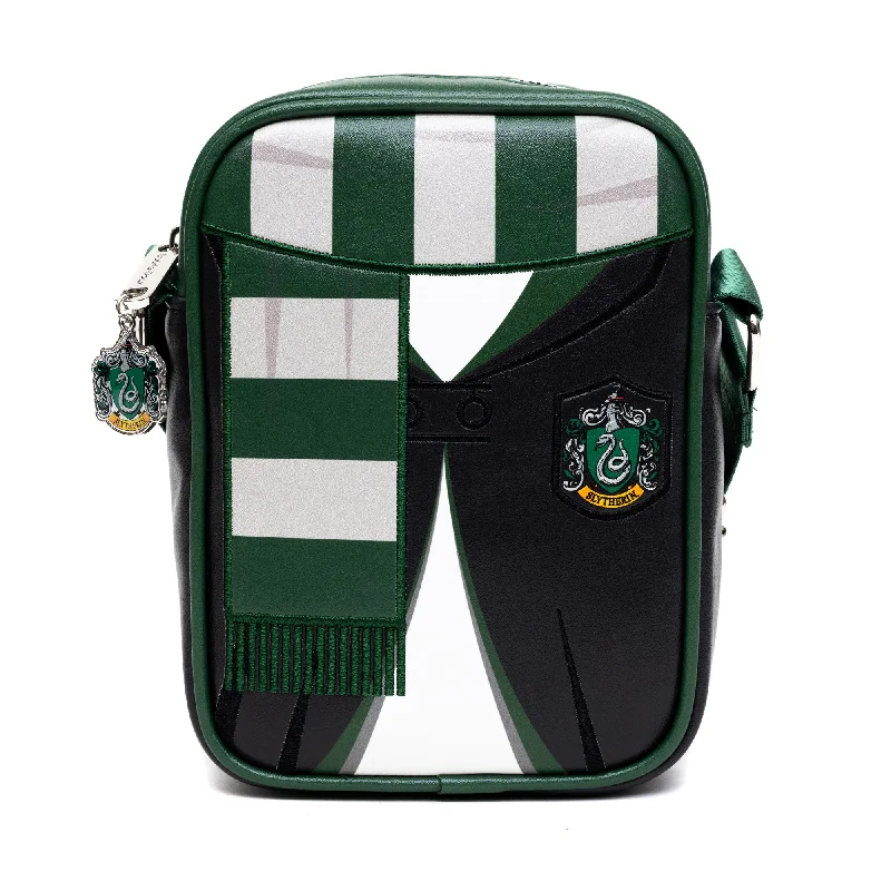 The Wizarding World of Harry Potter Bag, Cross Body, Harry Potter Hogwarts School Slytherin Uniform Embroidered, Vegan Leather