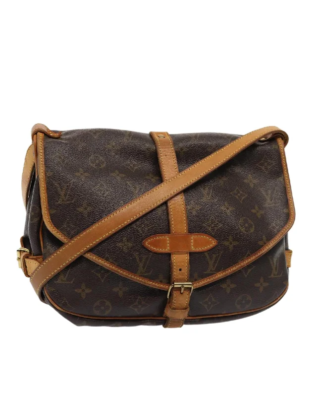 Monogram Canvas Shoulder Bag with Adjustable Strap and Classic Design