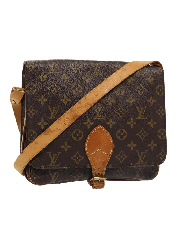 Monogram Canvas Shoulder Bag with Adjustable Strap and Flap Closure