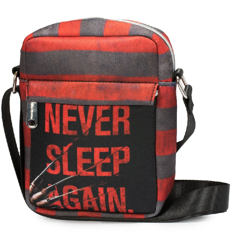 Women's Crossbody Wallet - Nightmare on Elm Street Freddy Krueger Stripes NEVER SLEEP AGAIN Red Grays