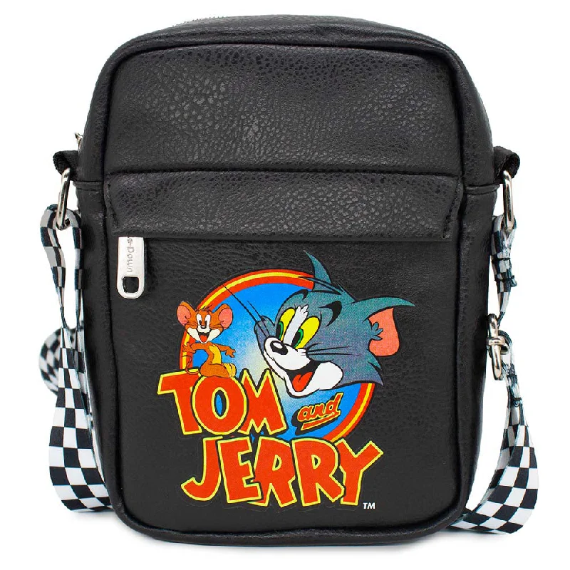 Women's Crossbody Wallet - Tom and Jerry Logo Pose Black