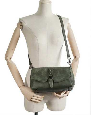 Womens Green Leather Vintage Handmade Shoulder Bag Best Crossbody Purses for Ladies