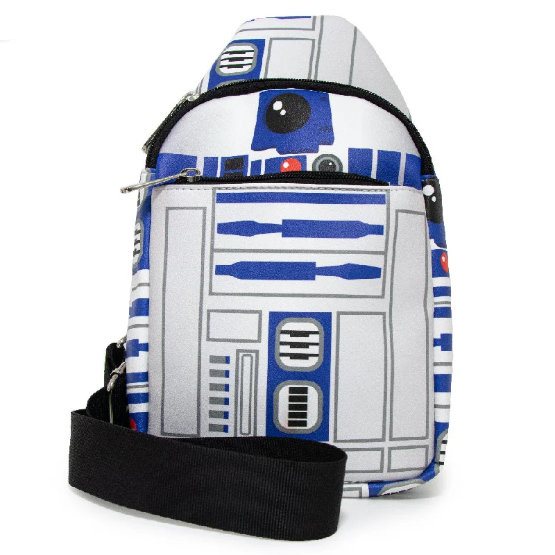 Women's Sling Wallet - Star Wars R2-D2 Bounding Parts White Blues Grays