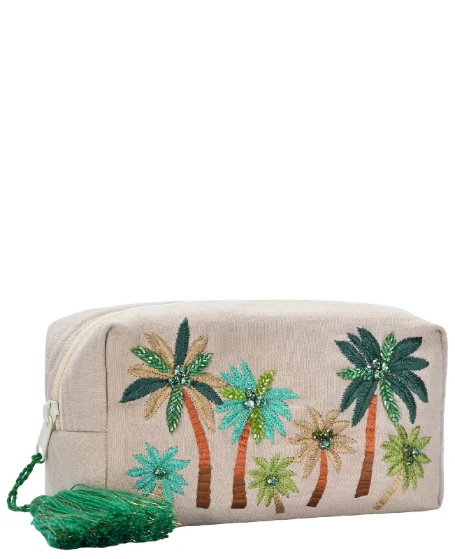 BGAIN327 Handmade Embroidered Palm Tree Pouch With Tassel