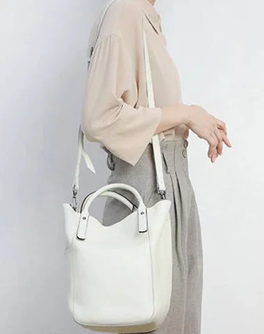 Fashion Womens White Bucket Tote Handbag Small Black Women's Vertical Tote Shoulder Bag Purse