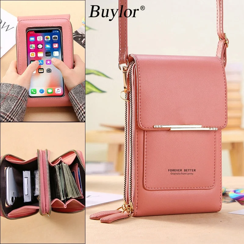 Buylor Bolsas Women's Bag 2023 Trend Handbags Soft Leather Wallets Touch Screen Cell Phone Purse Fashion Crossbody Shoulder Bags