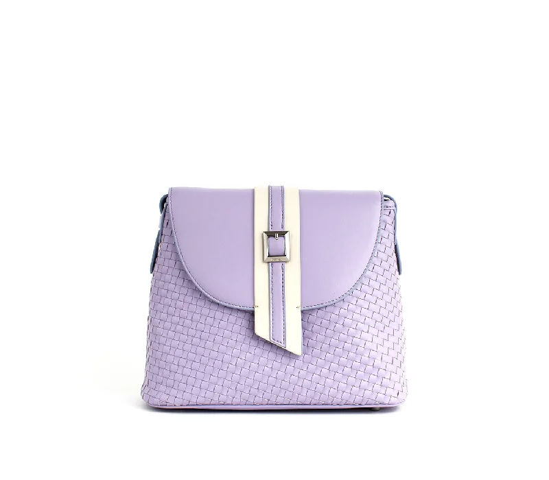 Gunas New York Kate Lilac Vegan Basket Weave Shoulder Bag