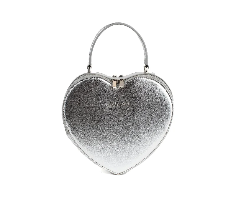 Gunas New York Sweetheart Silver Vegan Crossbody Clutch Bag