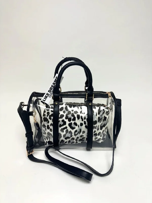 H862734 Clear Satchel With Leopard Pouch