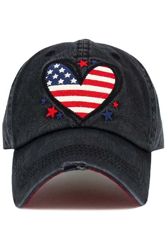 KBV1589 Heart Flag Vintage Baseball Cap