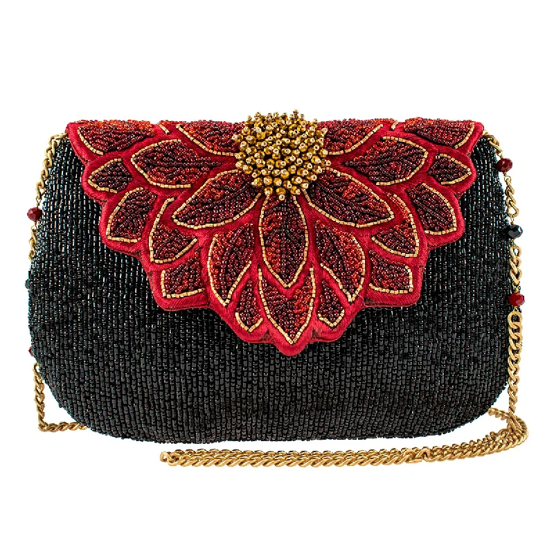 Mary Frances Crimson Bloom Black Crimson Bloom Crossbody Handbag New