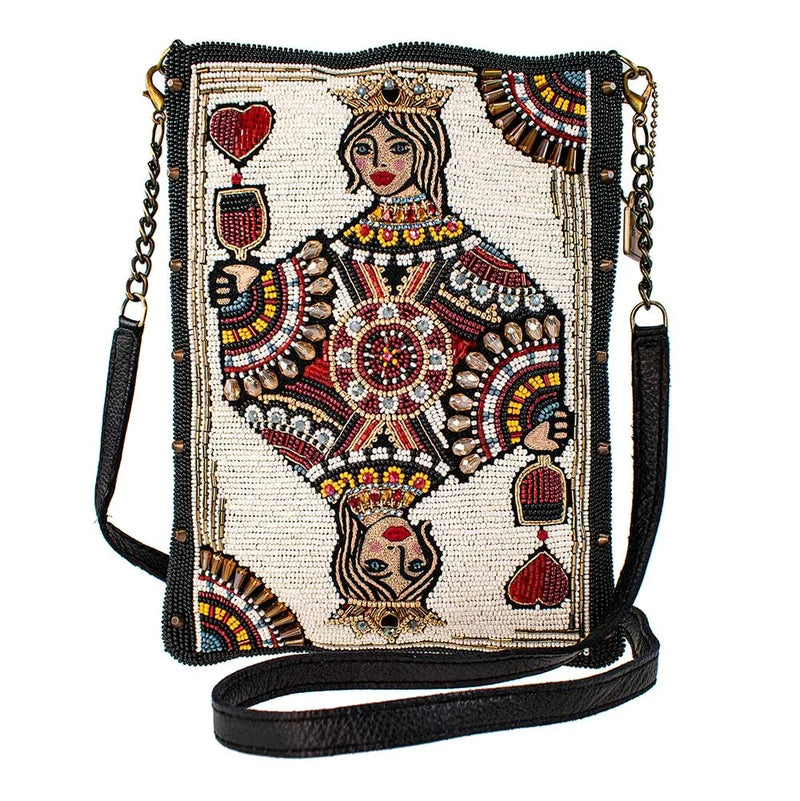 Mary Frances Queen of Wine Crossbody Handbag White Embroidery Black Bag New