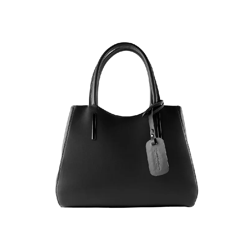 Renato Borzatto Leather Double Strap Shoulder Bag Black