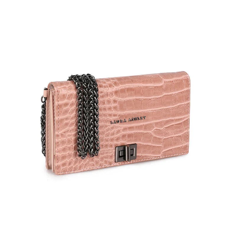 Laura Ashley DUTHIE Slim Croc Shoulder Bag Clutch Pink