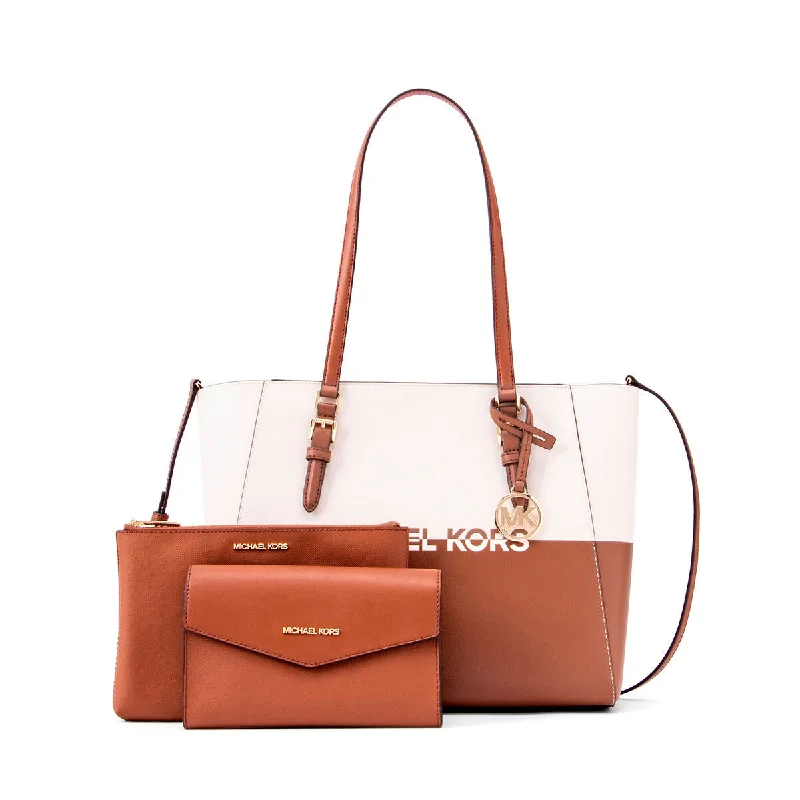 Michael Kors CHARLOTE Tote Bag White Brown