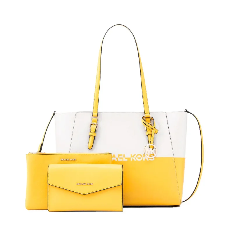 Michael Kors CHARLOTE Tote Bag Yellow White