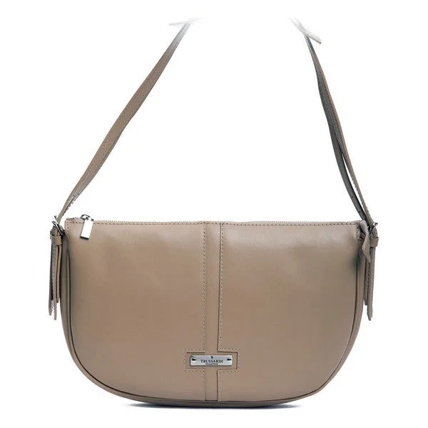 Trussardi D66TRC00035-CAMEL Leather Shoulder Bag Cream